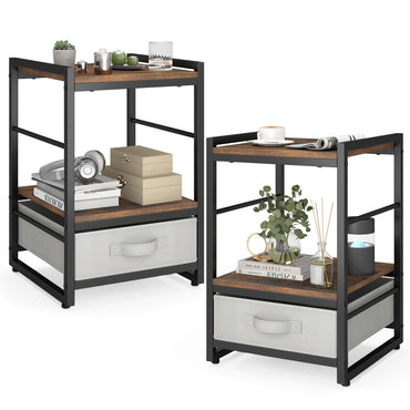 Goflame Industrial Nightstand with Storage Drawer for Bedroom