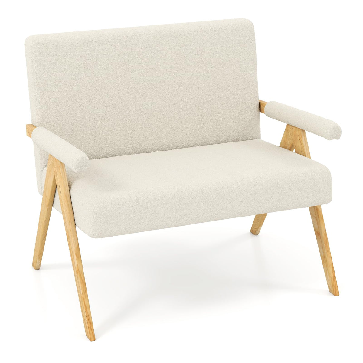 Goflame Loveseat Sofa with Armrests and Wooden Legs
