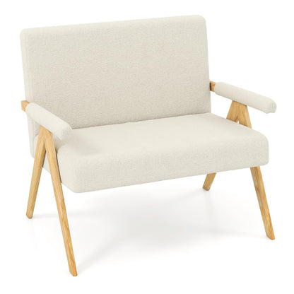 Goflame Loveseat Sofa with Armrests and Wooden Legs