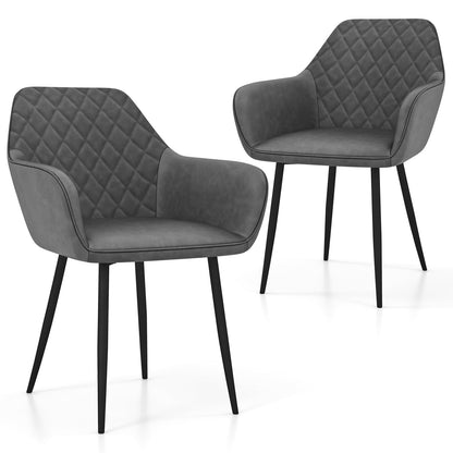Goflame Mid Century Modern Dining Chairs Set of 2/4, Upholstered Accent Chairs w/Curved Backrest, Wide Seat & Armrests
