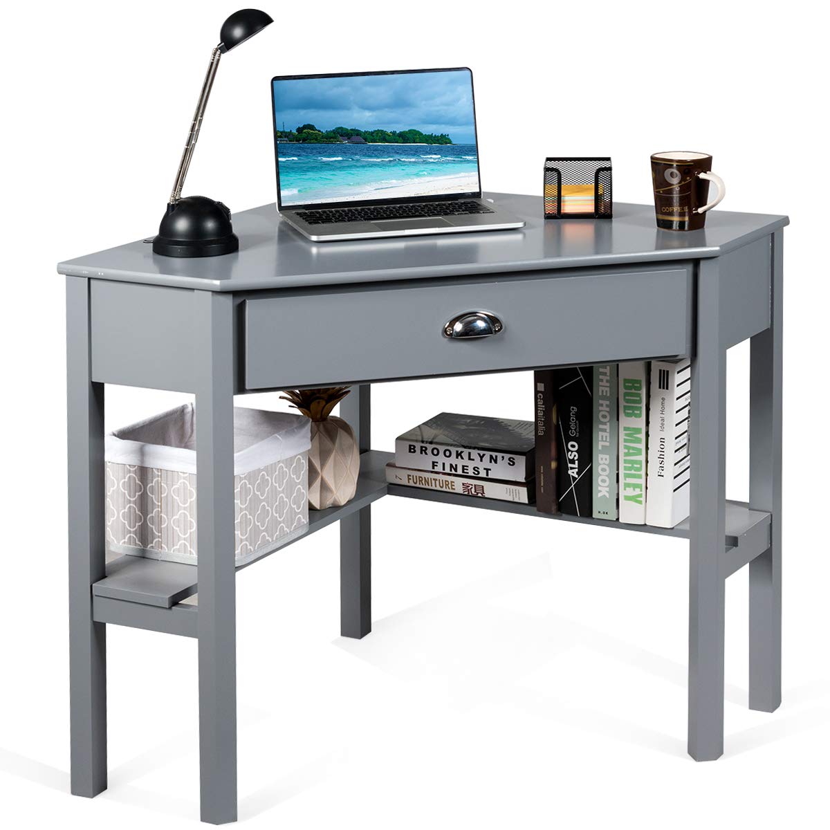 GOFLAME Computer Corner Desk for Small Space Home Office