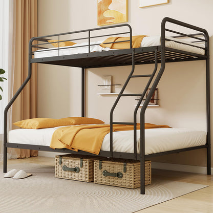 Goflame Metal Bunk Beds Twin Over Full Size, Heavy Duty Bunk Bed for Teens Adults with Ladder & Guardrails