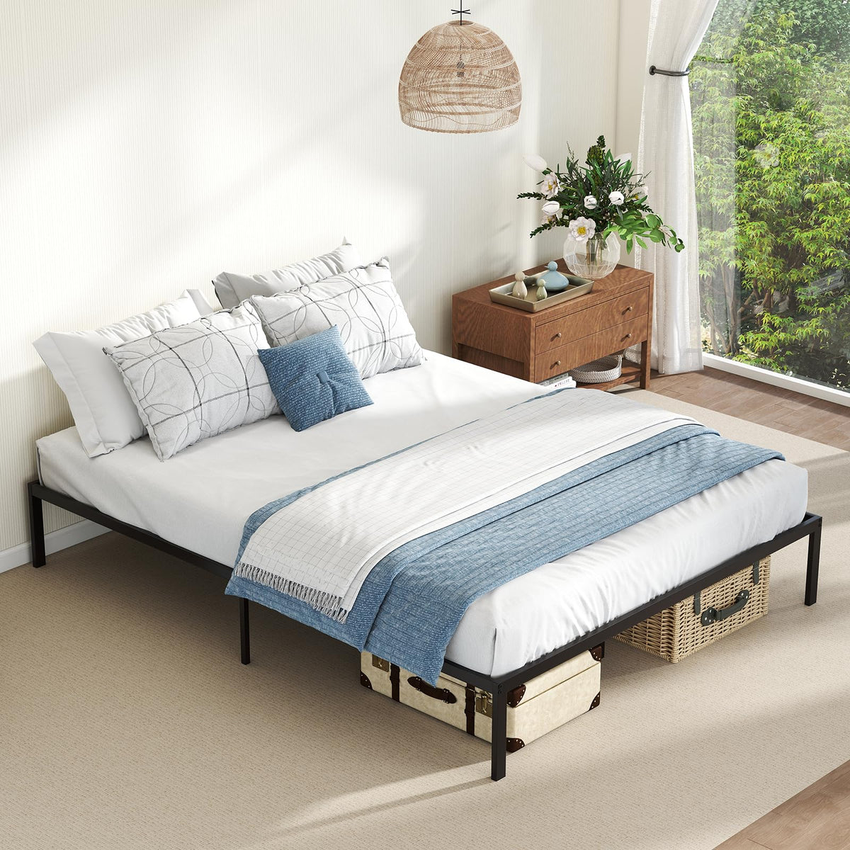 Goflame 12 Inch Metal Platform Bed Frame with Steel Slats Support
