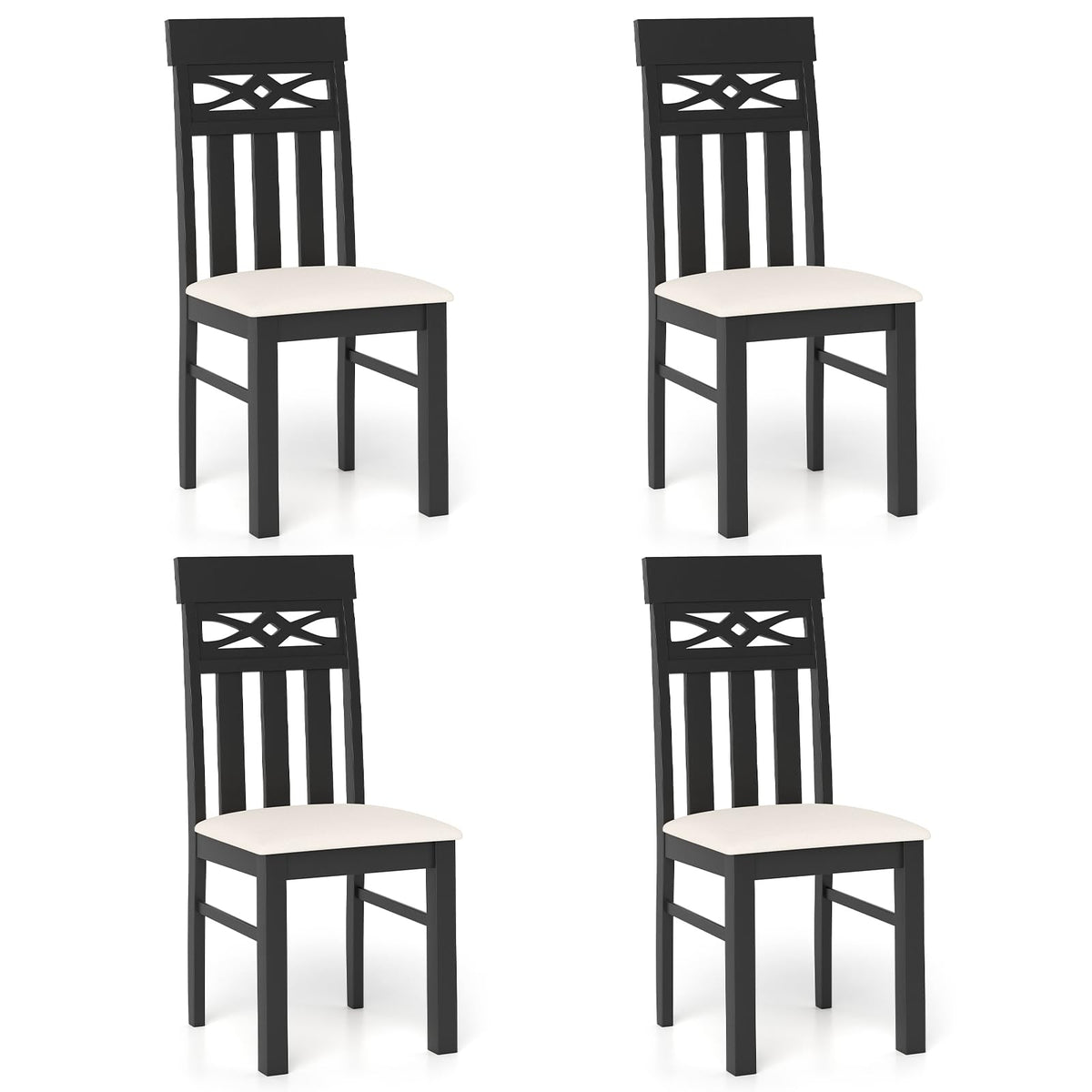 Goflame High Back Dining Room Chairs with Padded Seat & Rubber Wood Frame