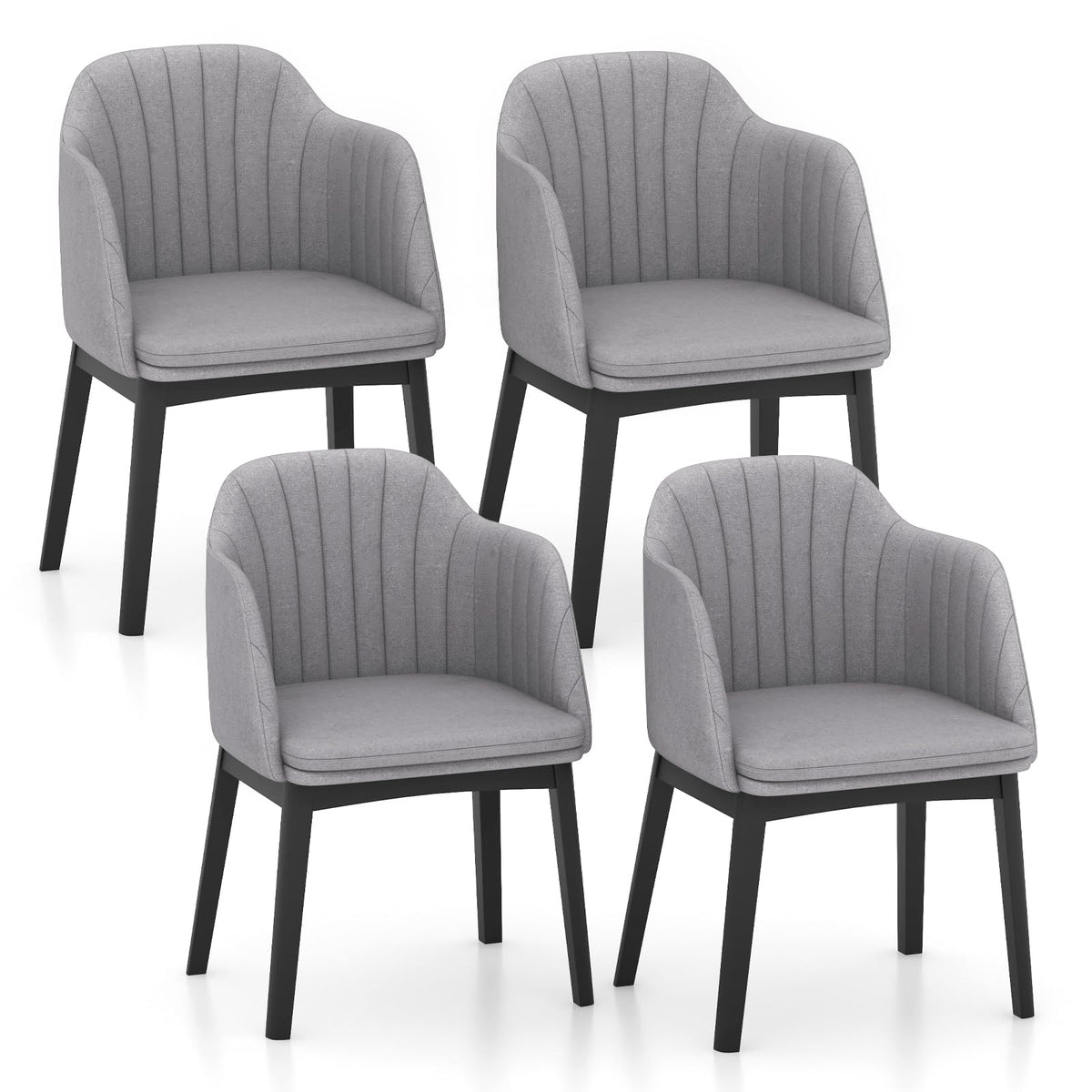 Goflame Modern Dining Chairs, Upholstered Velvet Accent Chairs w/Curved Backrests & Rubber Wood Legs