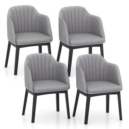Goflame Modern Dining Chairs, Upholstered Velvet Accent Chairs w/Curved Backrests & Rubber Wood Legs