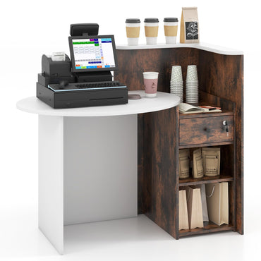 Goflame Front Counter Desk with Lockable Drawer