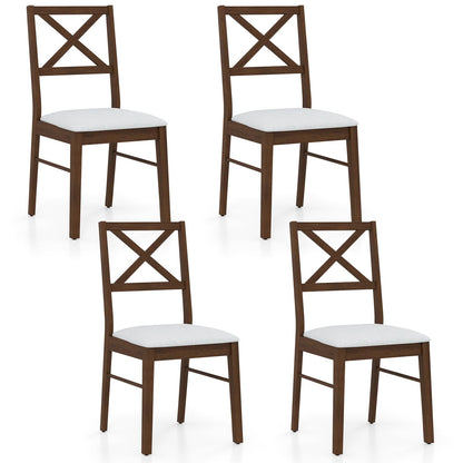 Goflame Wooden Dining Chairs Set of 2/4, Upholstered Kitchen Chairs w/Cross Back & Padded Seat