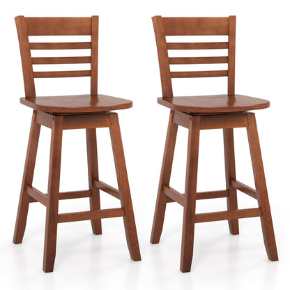 Goflame Wood Bar Stools, Swivel Counter Height Bar Stools with Slatted Hollow Back & Ergonomic Contoured Seat