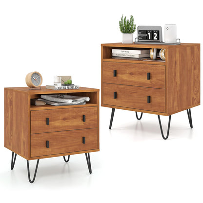 Goflame Night Stand with 2 Drawers for Bedroom Home Office