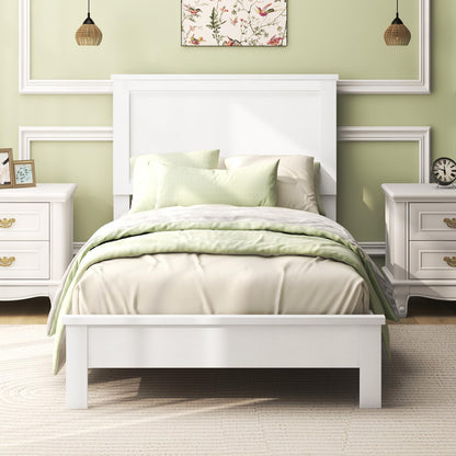 Queen/Full/Twin Size Platform Bed w/ Rubber Wood Legs & Integrated Headboard | Wooden Bed Frame