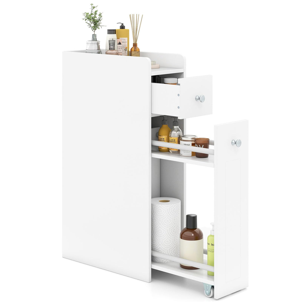 Goflame Slim Bathroom Storage Cabinet for Living Room