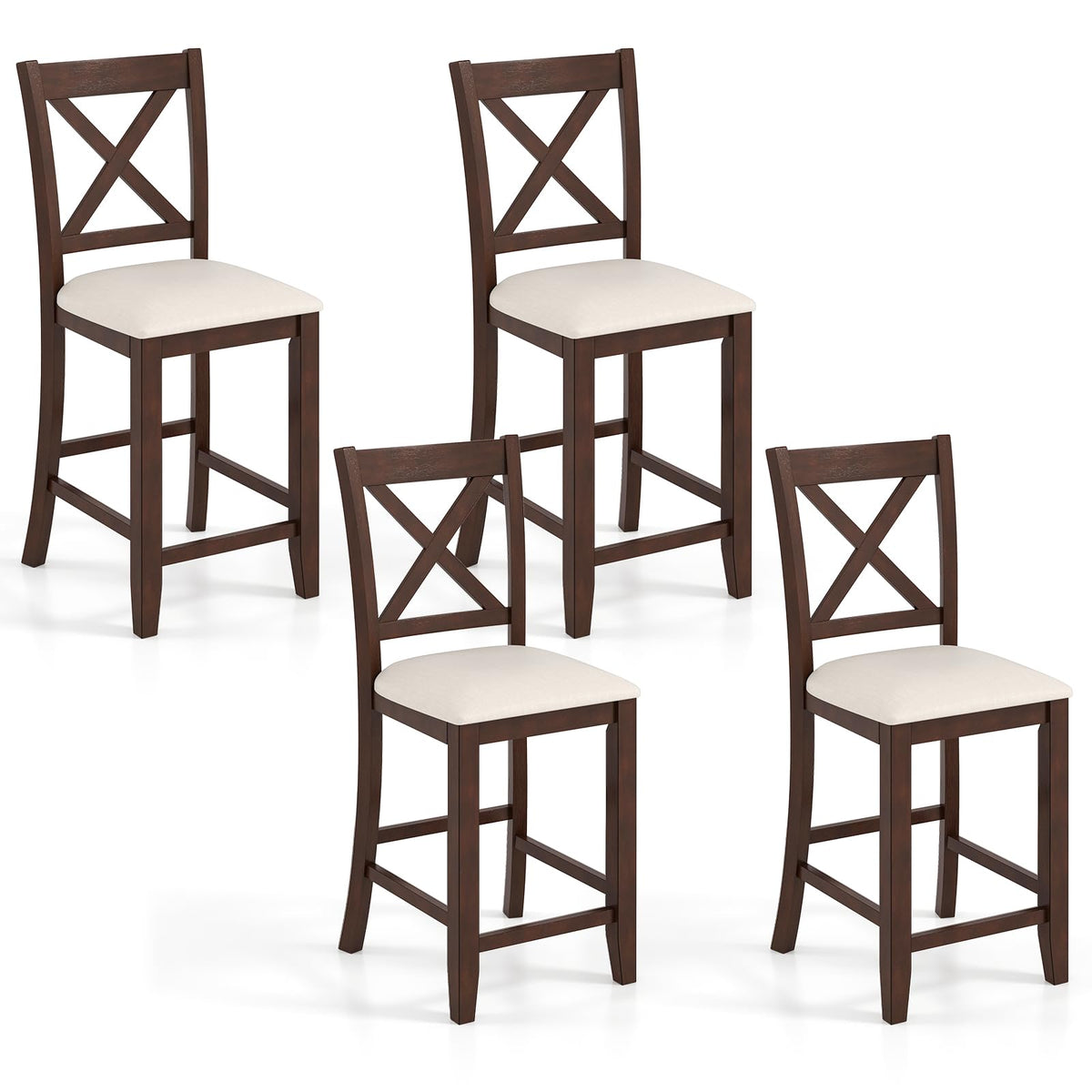 Goflame Farmhouse Counter Height Bar Stools with Footrest (2/4)