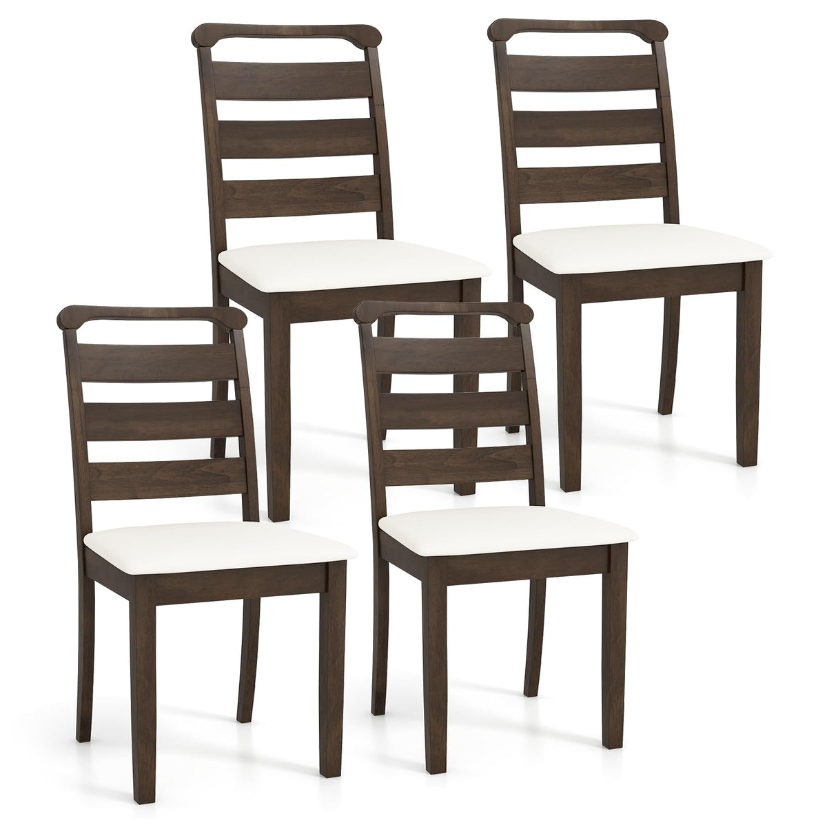 Goflame Wooden Dining Chairs Set of 2/4, Upholstered Kitchen Chairs w/Rubber Wood Frame, Padded Seat