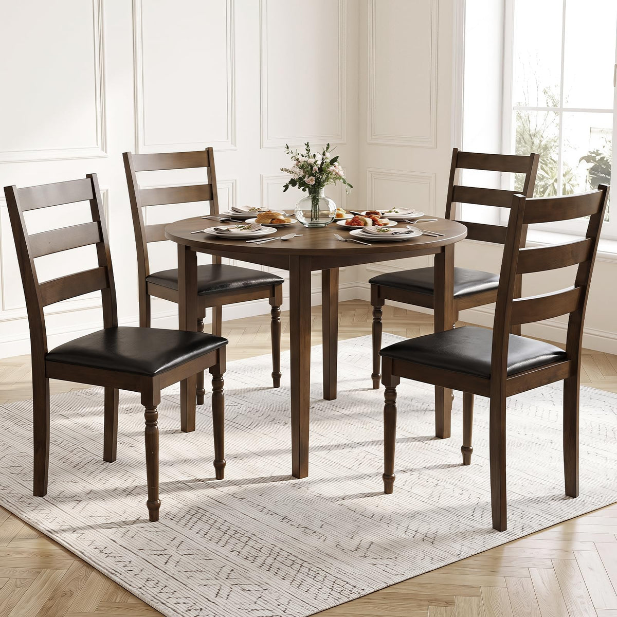 Goflame Wood Dining Chairs Set w/Soft Padded Seat & Ergonomic Backrest