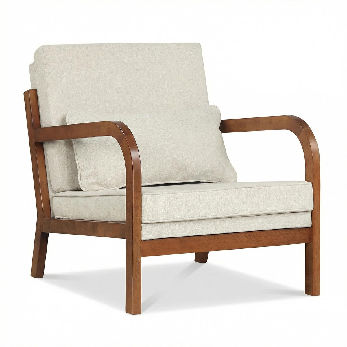 Goflame Mid-Century Modern Accent Chair with Lumbar Pillow
