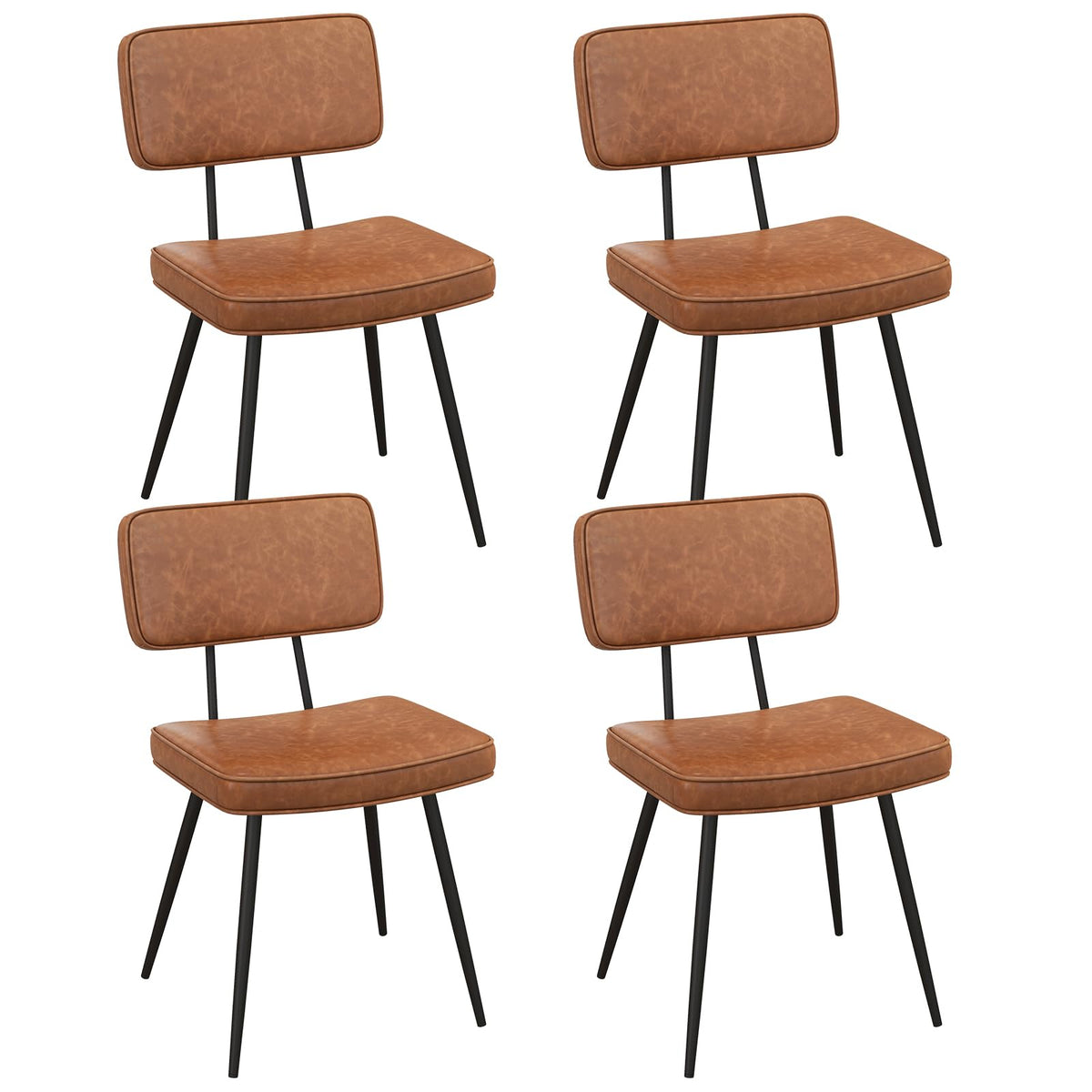 Goflame PU Leather Dining Chairs Set of 2/4, Upholstered Kitchen Chairs w/Padded Backrest & Seat, Metal Legs