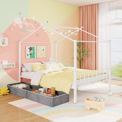 Goflame Full Size House Bed with 2 Storage Drawers