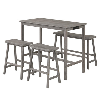 Goflame 4-Piece Counter Height Dining Table Set with Power Outlet