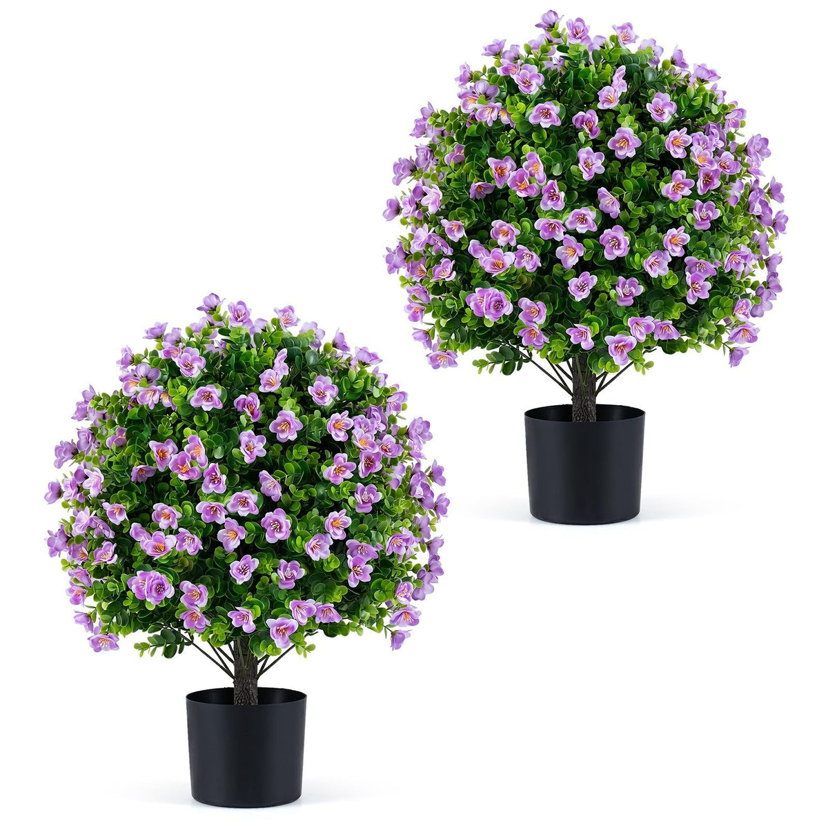 GOFLAME Artificial Boxwood Topiary Ball Tree Set of 2  for Indoor Outdoor Home Porch Garden