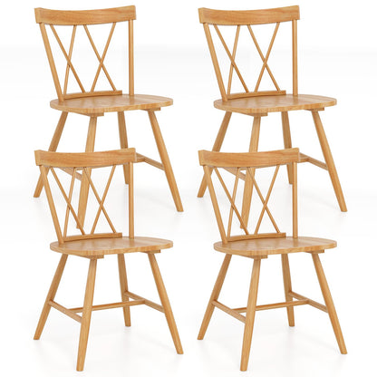 Goflame Wooden Dining Chairs Set of 2/4, Farmhouse Windsor Kitchen Chairs w/Cross Back, Wide Seat