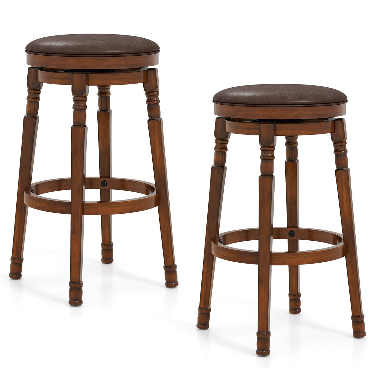 Goflame Swivel Bar Stools Set with Faux Leather Padded Seat
