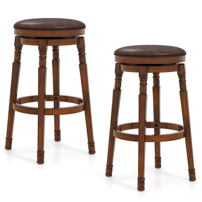 Goflame Swivel Bar Stools Set with Faux Leather Padded Seat