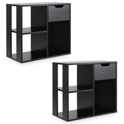 Goflame 3 Cube Bookcase with Drawer, 2 Tier Bookshelf for Small Space, Modern Freestandin