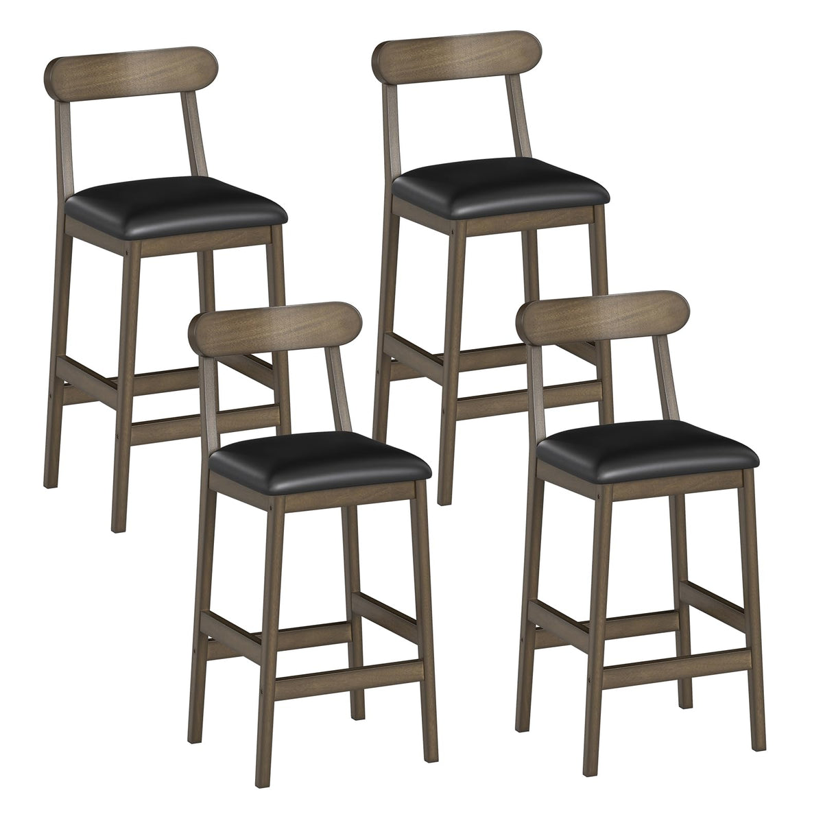Goflame Farmhouse Bar Stools Set of 2/4 with Rubber Wood Legs for Kitchen