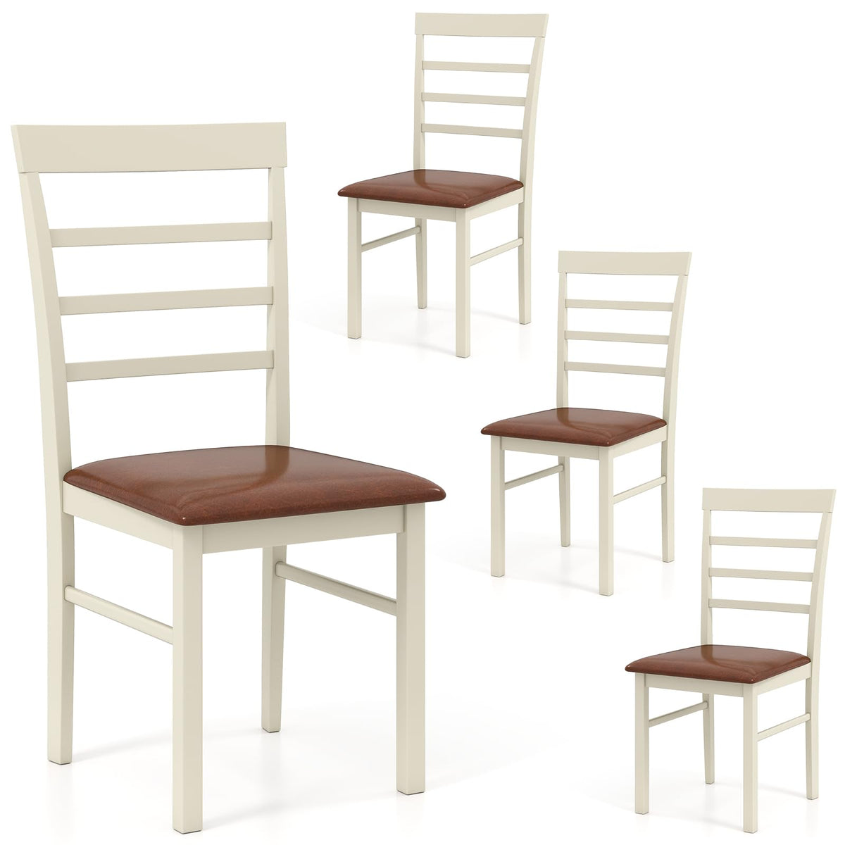 Goflame PU Leather Upholstered Kitchen Chair with Rubber Wood Frame