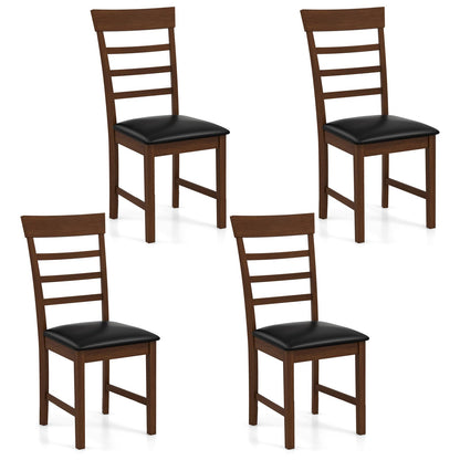 Goflame Wooden Dining Chairs Set of 2/4, PU Leather Upholstered Kitchen Chairs w/Rubber Wood Frame