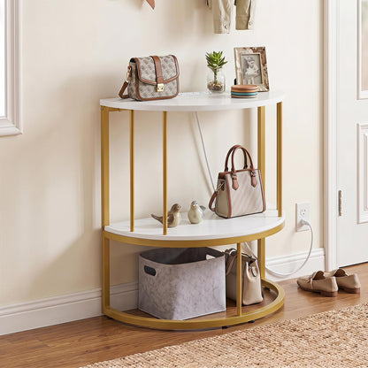 Goflame Half Moon Console Table with Outlets