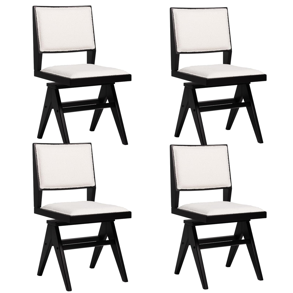 Goflame Swivel Dining Chairs Set of 2/4, Faux Sherpa Kitchen Chairs w/Rubber Wood Frame