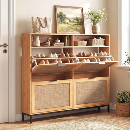 Goflame Large Shoe Storage Cabinet w/ 4 Flip Drawers