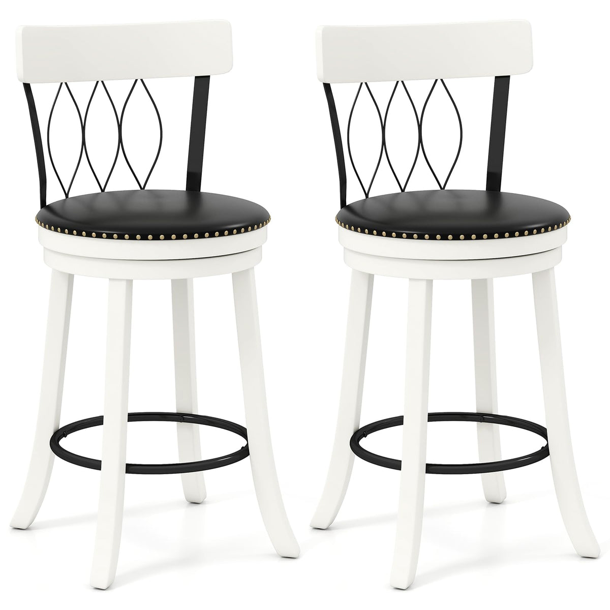 Goflame Swivel Bar Height Bar Chairs with Footrest