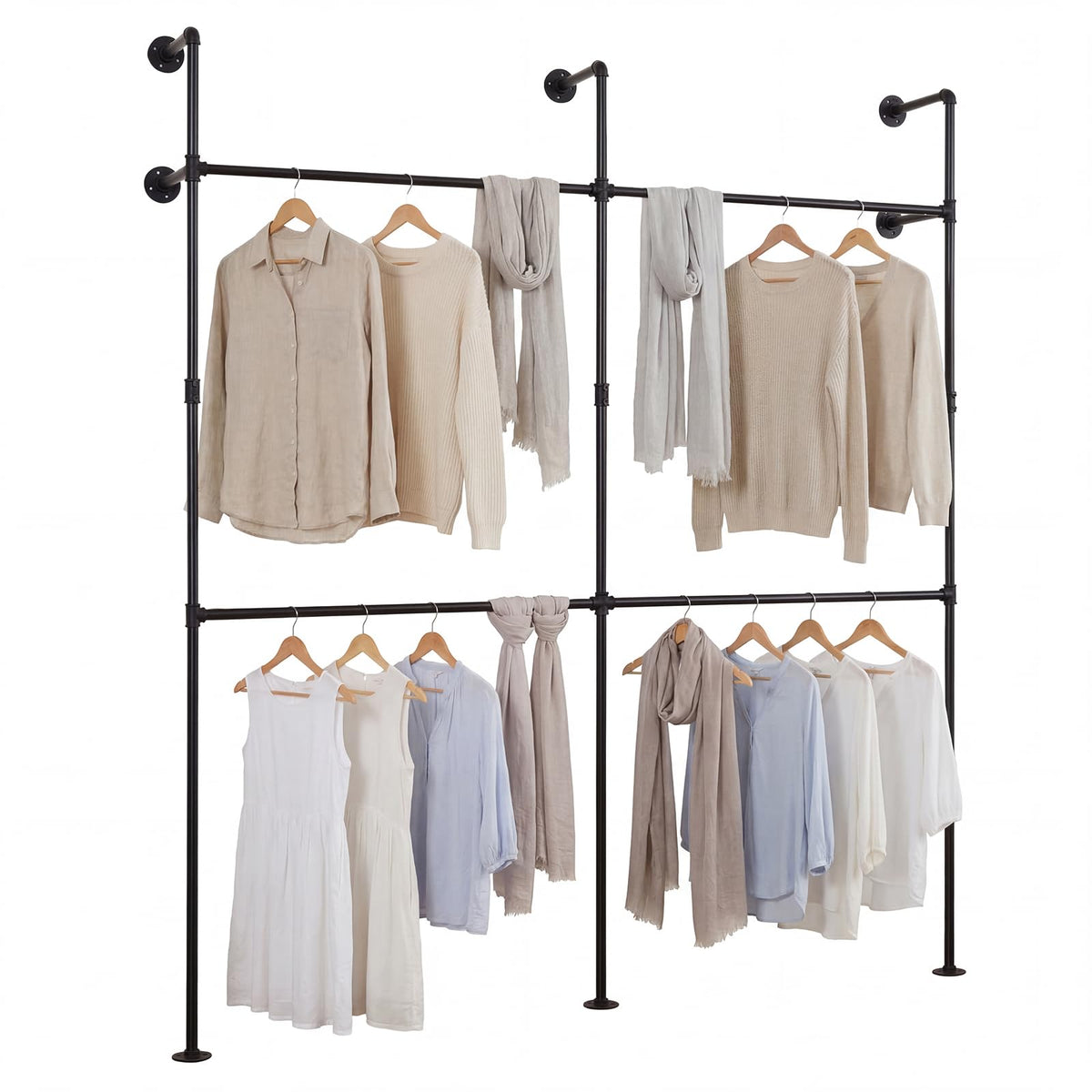 Goflame Industrial Pipe Clothing Rack for Wardrobe Closet
