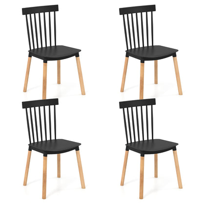 Goflame Set of 4 Windsor Dining Chairs White, Modern Kitchen Chairs w/Spindle Backs & Curved Seats