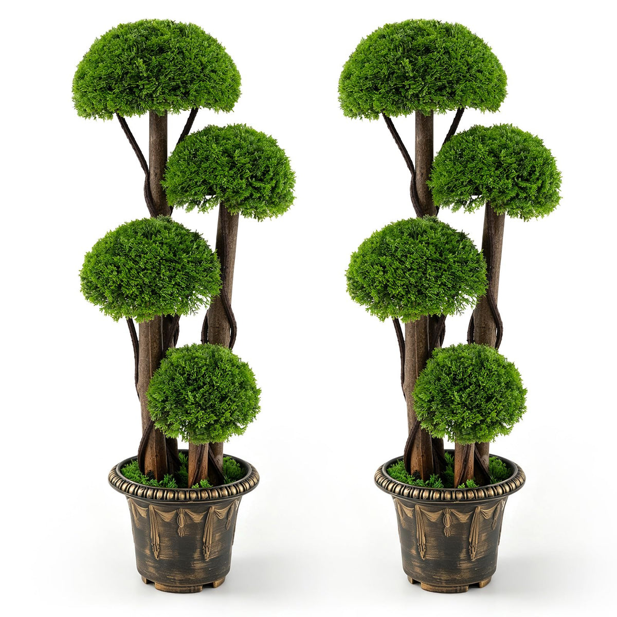 GOFLAME 3 FT Artificial Cypress Topiary Ball Tree
