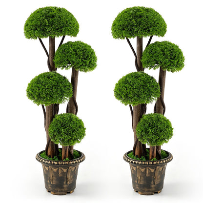 GOFLAME 3 FT Artificial Cypress Topiary Ball Tree