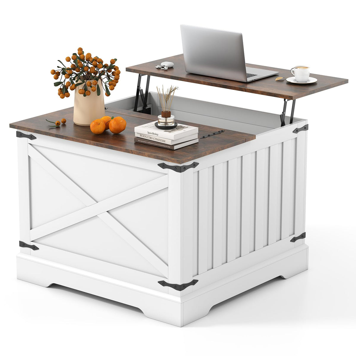 Goflame 31.5" Square Wood Center Table with Large Hidden Storage Compartment & Hinged Lift Top