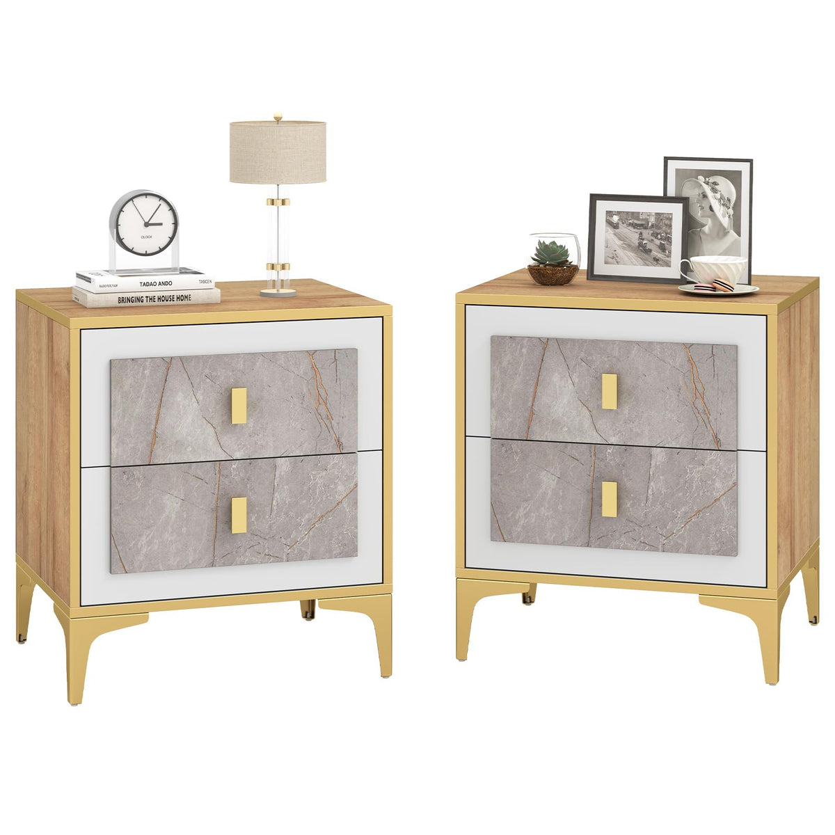 Goflame Modern Nightstand with 2 Drawers