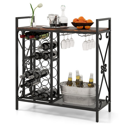 Goflame Wine Bar Table with 6 Glass Wine Glass Holder