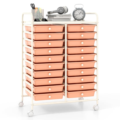 Goflame Storage Drawer Carts, 20-Drawer Organizer, Utility Cart on Wheels