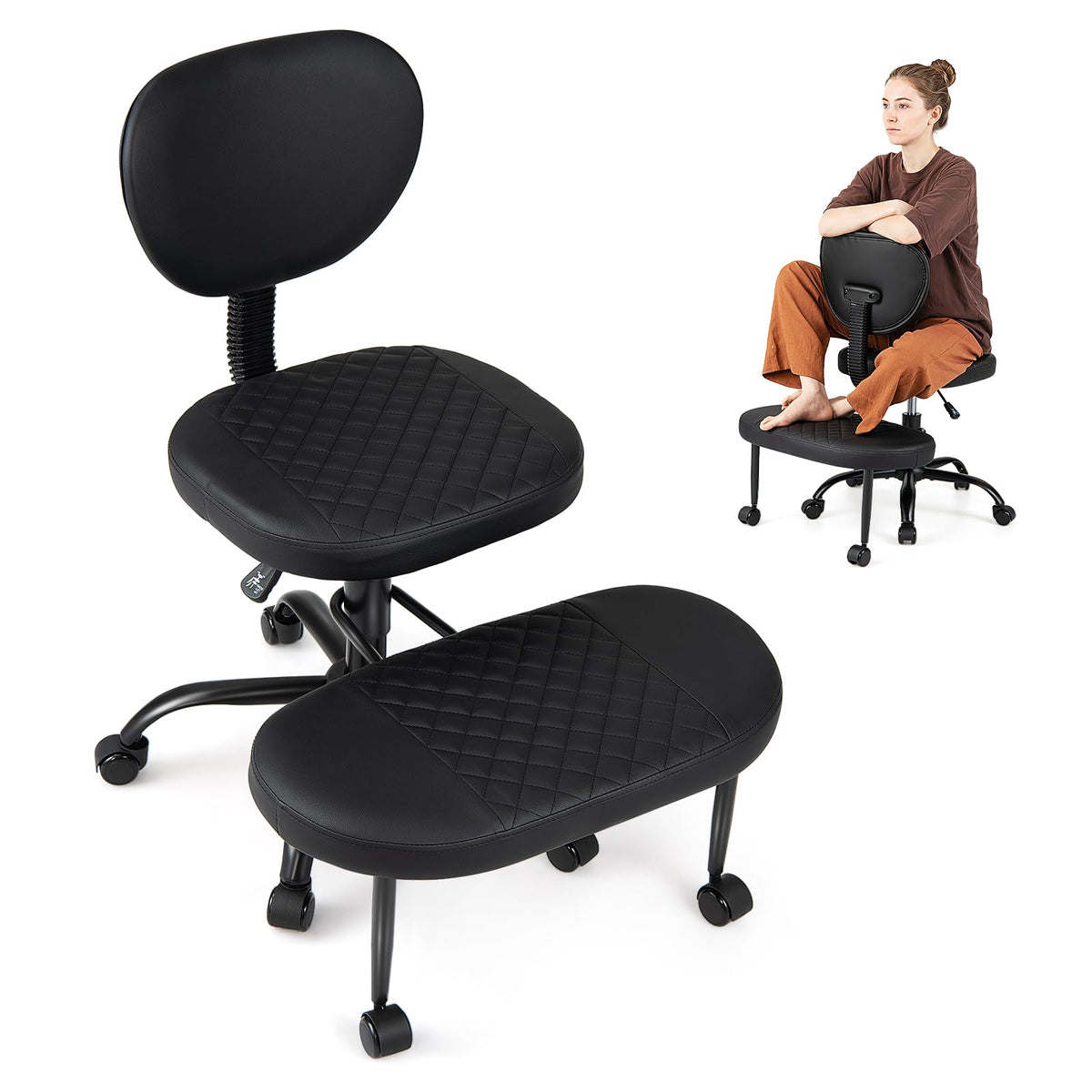 Goflame Ergonomic Criss Cross Meditation Office Chair with Wheels