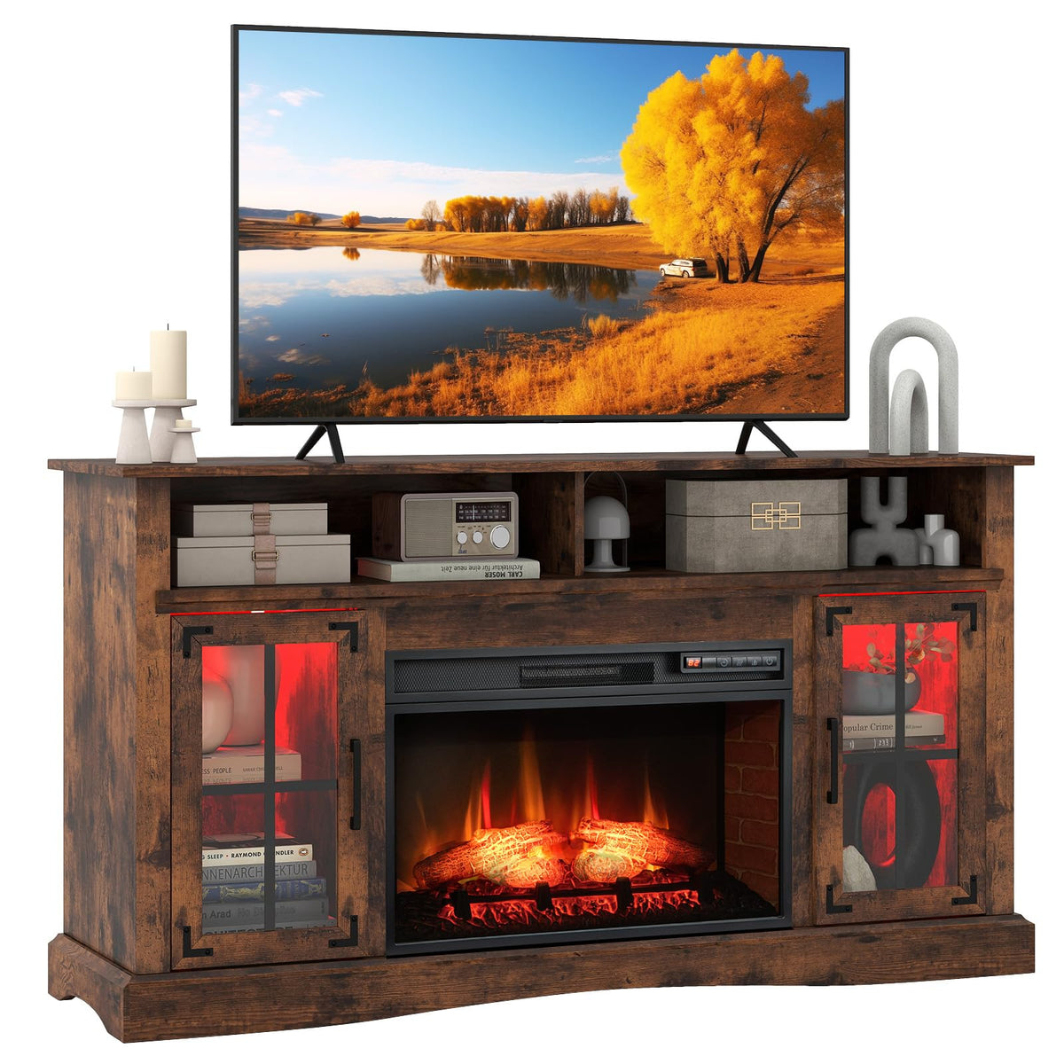 GOFLAME Fireplace TV Stand with Remote Controls and Thermostat