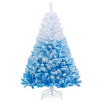 Goflame Snow Flocked Christmas Tree with Lush Branch Tips & Foldable Metal Stan ( Blue Gradient & White )