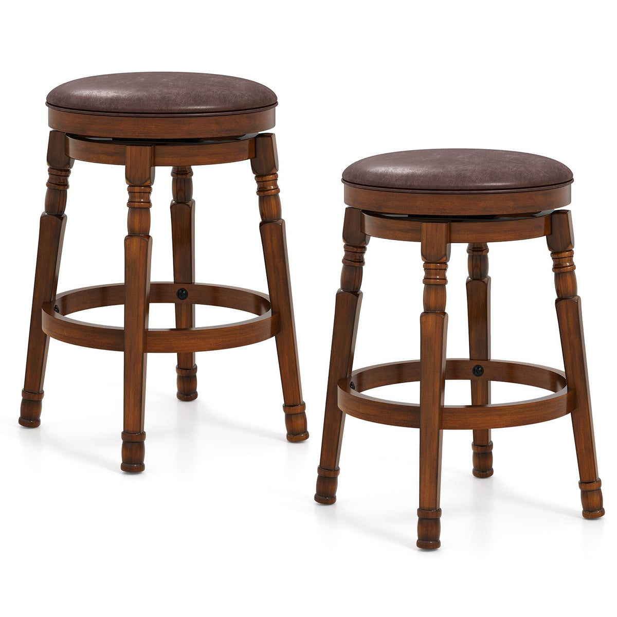 Goflame Swivel Bar Stools Set with Faux Leather Padded Seat