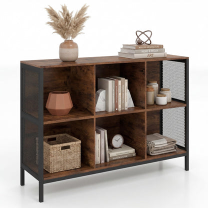 Goflame Industrial Accent 42" Wide Bookcase with 6 Cubes