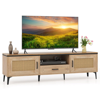 Goflame TV Stand for TV up to 65 Inches, Entertainment Center with 2 Cabinets