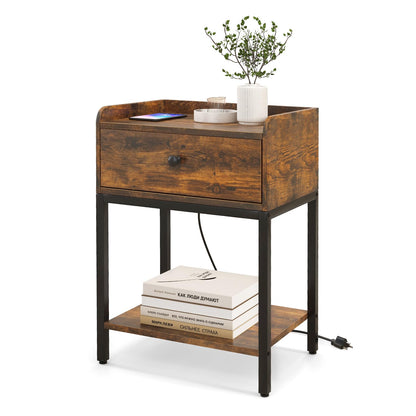 GOFLAME Nightstand with Charging Station